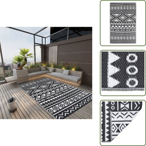 Outdoor-Teppich ARAKIL Schwarz 190x290 cm PP - Außenbereich Dekoration - Terrasse Teppich - Balkon Teppich - Garten Teppich - Polypropylen Teppich (1/5)