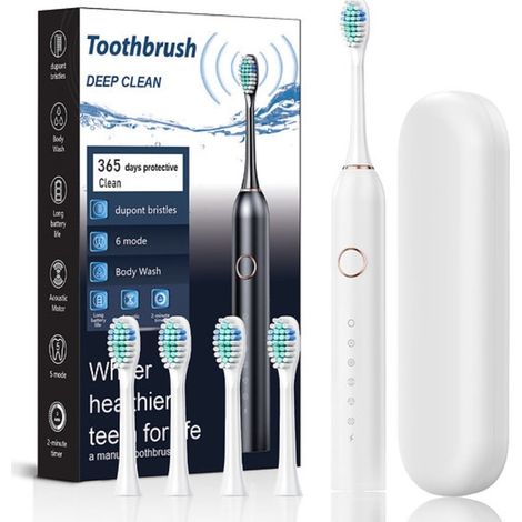 Brosse à dents électrique 506B – Pack de 4 et 8 pour un nettoyage en douceur, blanche-AquaForge