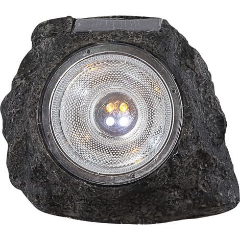 LED Gartendeko Solarleuchte in Steinoptik aus grauem Kunststoff (1/2)