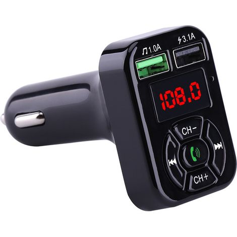A9 Bluetooth Car MP3 Player with Dual USB Car Charger, Bluetooth Hands-free Car Player, and Car Cigarette Lighter - Black (1/3)