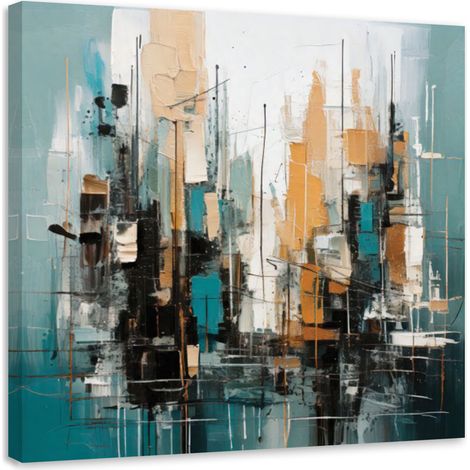 Quadro su tela, Città  astratta turchese Architettura - 30x30 (1/3)
