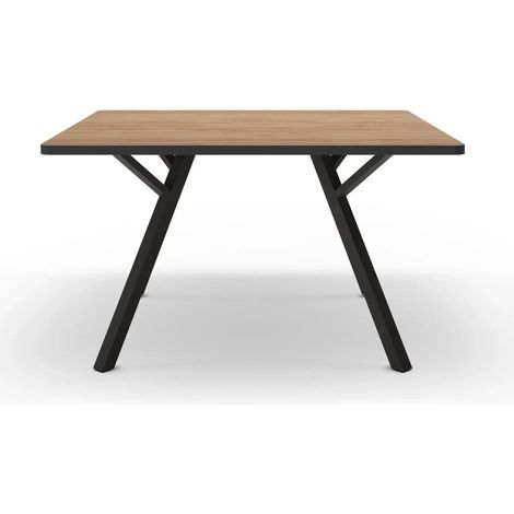 YARA - Table à manger carrée 136cmpieds en métal noir - Chêne clair (1/5)