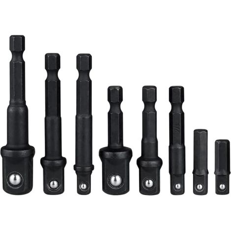 8 Pièces Adaptateurs Porte Douilles de Tige Hexagonale 1/4'' à Changement Rapide(1/4" 1/2" 3/8"), Adaptor Converter de Perceuse Barre d'extension à Douille pour Conversion de Douille Carré (1/5)