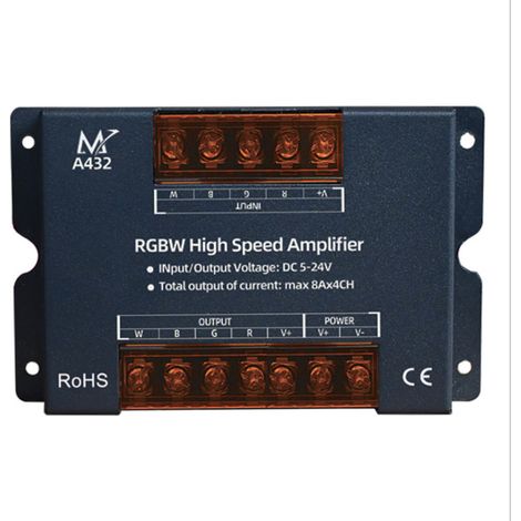 LED signal repeater, 4-channel RGBW amplifier, DC5-24V 32A amplifier, RGBW light strip controller