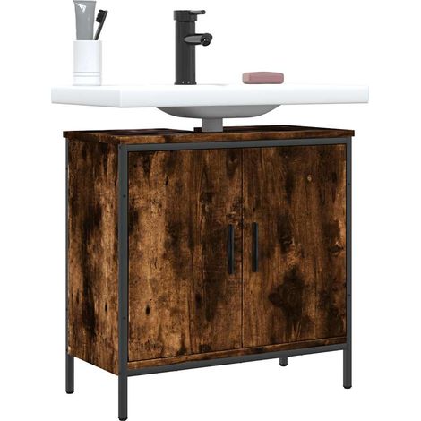 Waschbeckenunterschrank Räuchereiche 60x30x60 cm Holzwerkstoff