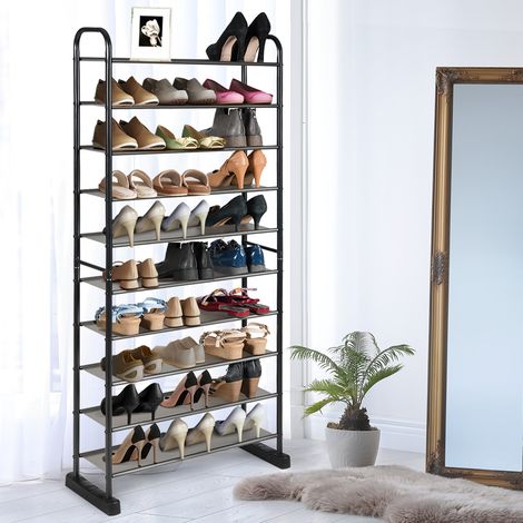 Étagère Meuble à Chaussures 10 Niveaux pour 50 Paires avec Étagère Amovible et Cadre en Métal pour Salon Couloir Vestiaire Maison Chic (1/4)