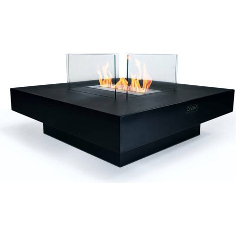 Dmora - Bioethanol-Kamin Alife, Ökologischer Kamin, Rauchfreies Feuer, Heizung mit Ethanol, Made in Italy, 70x70 h36 cm, Schwarz