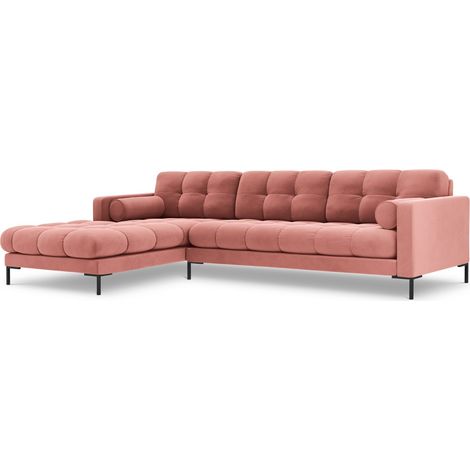 Canapé d'angle gauche 5 places en velours rose (1/5)