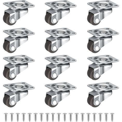 12 pièces petites roulettes en caoutchouc 12 mm pour meubles,petites roulettes fixes,oulettes pour Meubles,mini-roulettes,pour meubles,appareils,caisses à outils (1/5)