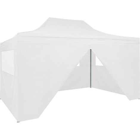 Tente de réception pliable, Tonnelle de Jardin, Pergola Pavillon Chapiteau avec 4 parois 3x4 m Acier Blanc FCV63613 (1/5)