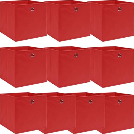 Boîtes de rangement 10 pcs Rouge 32x32x32 cm Tissu - The Living Store (1/5)