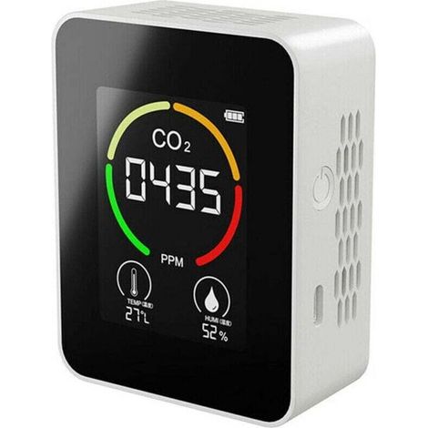 CO₂-Luftdetektor, Kohlendioxid-Detektor, Landwirtschaftliche Produktion, Gewächshaus-CO₂-Monitor, Weiß, Modell: White-Crezuo