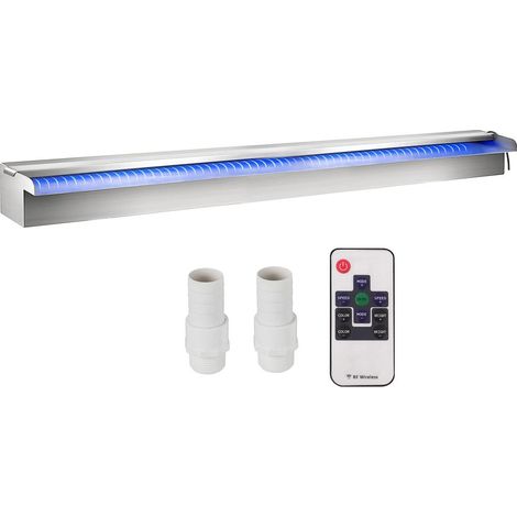 Ambiance Aquatique Relaxante Fontaine Cascade Déversoir 90x11,5x8 cm Acier Inox LED RVB pour Piscine Étang et Jardin (1/5)