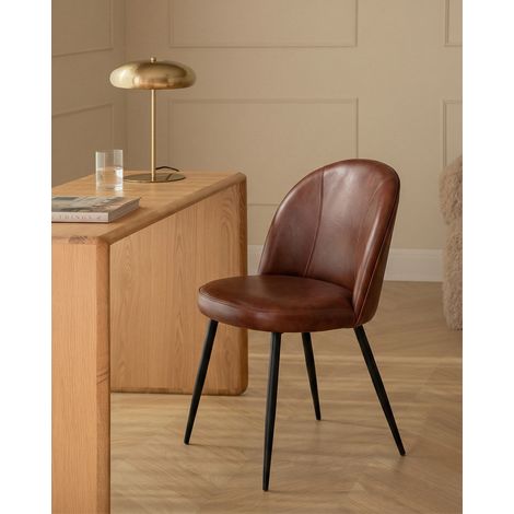 Moka - Chaise de bureau en cuir marron (1/5)
