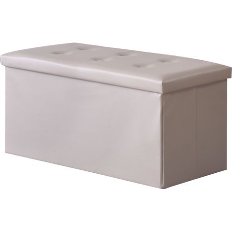 Hobag – Coffre de rangement pouf pliable 76cm – PVC beige – Rangement esthétique et pratique pour espaces réduits – Idéal pour intérieur