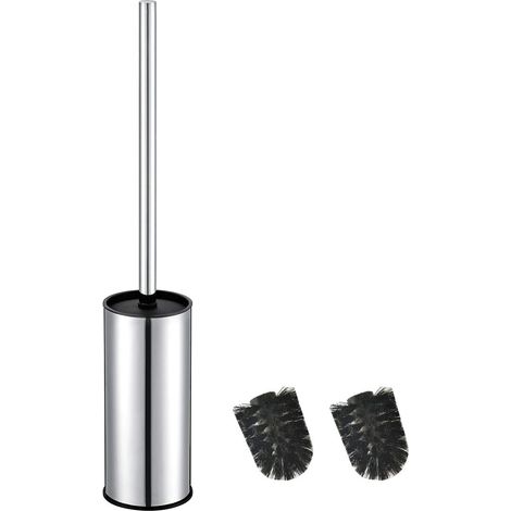 Porte-Brosse WC en Acier Inoxydable Chromé Rond sur Pied pour Salle de Bain (chromé) (1/5)