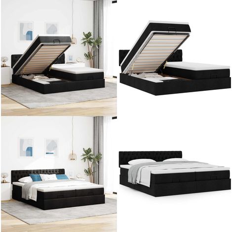 vidaXL Ottoman-Bett mit Matratzen Schwarz 160x200 cm Stoff (1/5)