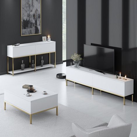Möbelset White Lord - Couchtisch + TV-Schrank + Kommode –