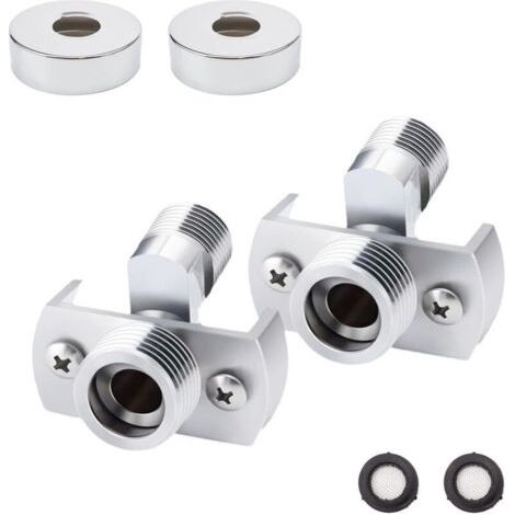 Adaptateur de robinet de douche réglable en laiton en forme de S (2 pièces), mitigeur rotatif décalé de 1/2\ (1/4)