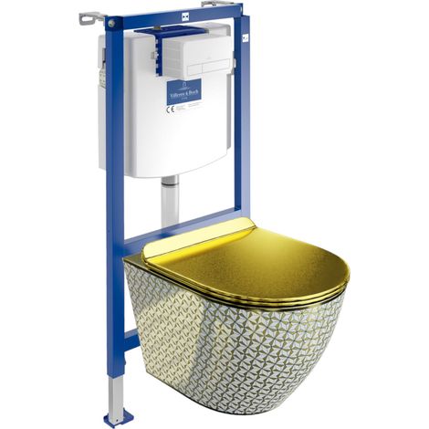 VILLEROY&BOCH WC Set mit Vorwandelement, Wand-WC und Spülknopf (1/5)