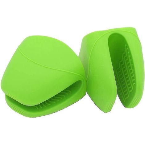 Gants de cuisine en silicone avec pinces, maniques de protection pour les doigts, pour la cuisine, la cuisson, la pâtisserie et le barbecue - Gants résistants à la chaleur (verts) (1/5)