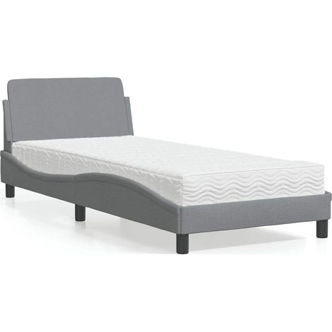 Bed with Mattress "Dover" Light Grey Single Fabric vidaXL (1/5)