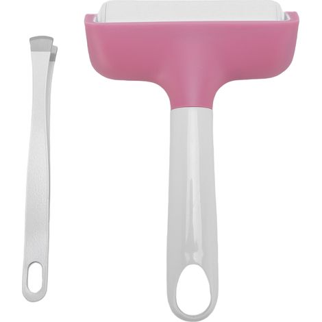 Kit rullo e pinzette, carta senza bolle stampata a mano su pelle, rosa (1/5)