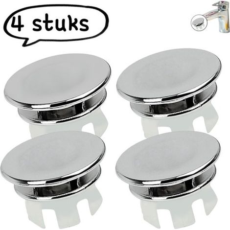 Couvercle de débordement 4 pièces - Couvercle pour trou de débordement d'évier/lavabo - Anneau de débordement pour évier - Anneau de couvercle en plastique décoratif pour trou de débordement - Anneau  (1/5)