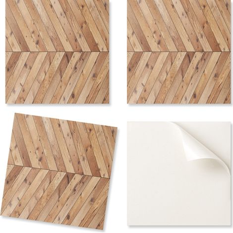 Baldosas de vinilo autoadhesivas con estampado para sal贸n, dise帽o de tabl贸n diagonal, 20x20x20 cm