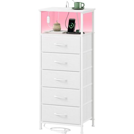 Kommode mit 5 Schubladen, integrierter LED-Beleuchtung und Ladefunktion (1/5)