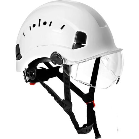 Casque de chantier anti-écrasement avec lunettes – Norme EPI – Protection ABS pour chantiers et usines – Confort 6 points