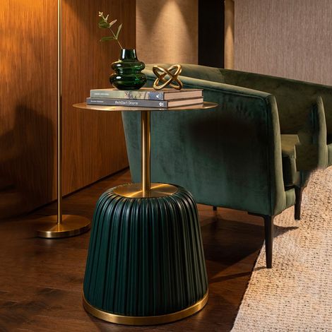 Mesa de salón Kep, Forma redonda, Color tablero oro, Material estructura plástico, 43x35x43h cm oro (1/5)