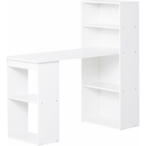 Scrivania da Ufficio con Libreria in Legno Bianco 120x55x120 cm (1/5)