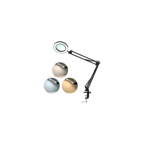 JSSEVN- Lampe loupe à LED avec pince,lampe de bureau 3 couleurs avec luminosité réglable sur 10 niveaux,8x pour l'impression adaptée à la maison et au bureau pour la lecture,le travail,le maquillage,e (1/5)
