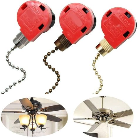 Interrupteur ventilateur plafond 3 vitesses 4 fils Mécanisme de traction Remplacement pour éclairage et ventilateurs - ZE-268S1 (1/5)