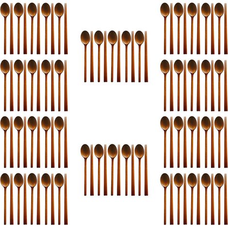 Ustensile de Combinaisons de Vaisselle Coréenne en Bois Fait à la Main Jujube Arbre, 50 Ensembles de Cuillères et Baguettes