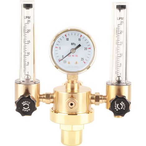 Régulateur de Gaz, Régulateur de Pression d'argon à Double Sortie, G5/8 Débitmètre d'argon Réducteur de Pression de Gaz(5/8 Female Thread) (1/5)