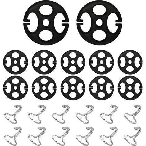 Set mit 24 Metallhaken für Autositzbezüge, 12 Metallhaken mit Verriegelungsclips und 12 Kunststoffclips für Autositzbezüge, Kunststoffbefestigungen (1/5)