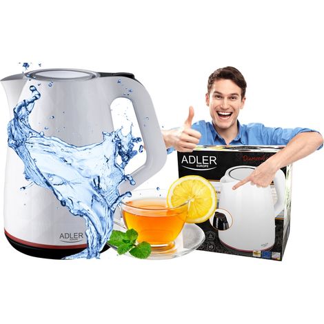 Adler AD1277 Bollitore elettrico, 1,7L, 2200W, Protezione per uso a secco, Filtro anticalcare, 2200 W, 1,7 litri, Acciaio inossidabile (1/5)