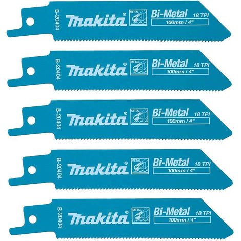 Makita – Scie alternative 100mm B20404 – Lame bi-métal 18TPI pour métal – Lot de 5 lames flexibles pour coupes précises