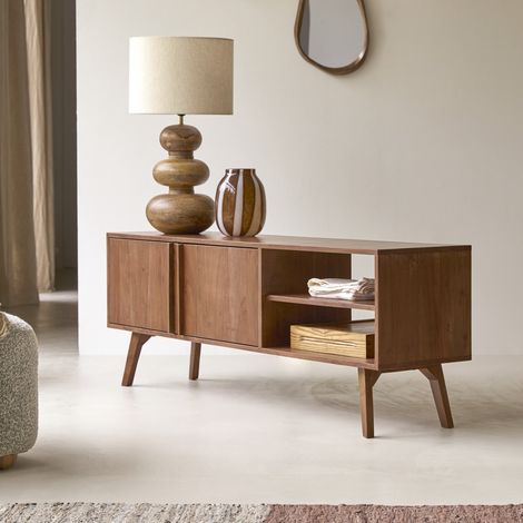 Meuble TV en acacia massif Niels 150 cm (1/5)