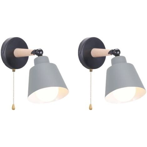 royaluxe- 2PCS Applique Murale Moderne Gris Applique Murale Rétro Minimaliste Lampe Murale D'Intérieur Nordique E27 (1/5)