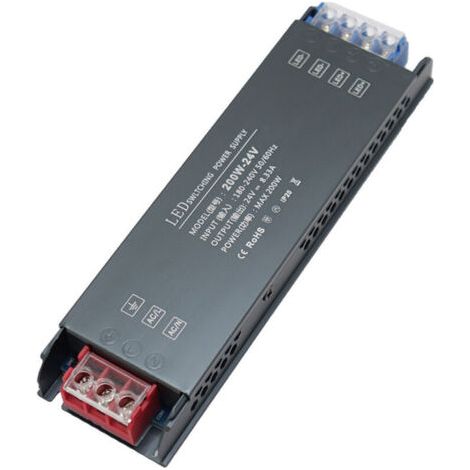 Transformateur 220V 24V LED Driver 200W Ultra Mince Transfo 8,3A Adaptateur Alimentation, 220V AC à 24V DC Convertisseur, d'alimentation Basse Tension Transfo LED de Tension Constante