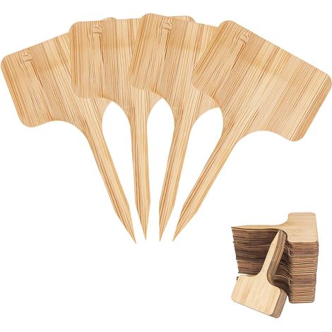 Lot de 40 étiquettes écologiques pour plantes en bambou, design durable pour extérieur, avec marqueur pour jardin et herbes aromatiques (1/5)