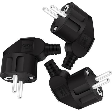 3 Pièces Fiches 16A 240V Prise Mâle avec Douille de Protection Anti-torsion Prise Electrique Male Convient pour câble 8-10MM Étanche IP22 Noir (1/5)