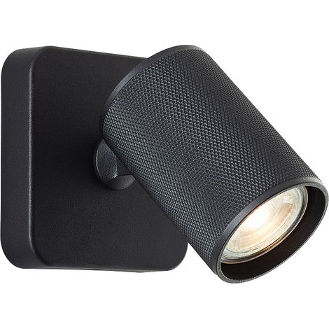 Brilliant lampe Marty LED spot mural sable noir métal/bois noir 1x, GU10, 10 W, ampoule LED incluse et remplaçable (1/5)
