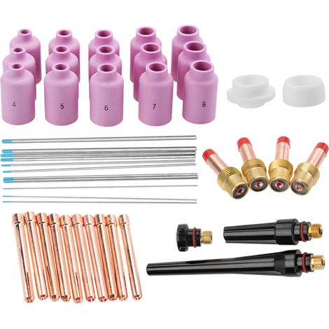 Jeu de 46 pièces consommables torche TIG WP-17/18/26, accessoires de soudage, électrodes et buses, kit complet pour poste à souder (1/5)