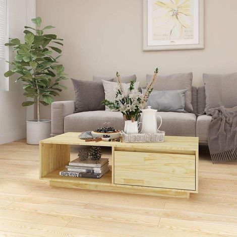 809882 vidaXL Coffee Table 110x50x33,5 cm Solid Wood Pine (1/5)