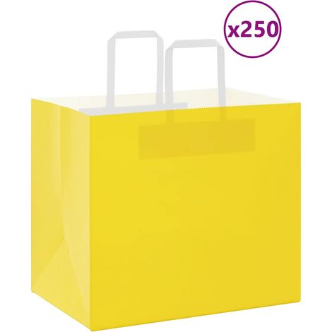 Papiertragetaschen 250 Stk. mit Henkeln Gelb 32x22x28 cm