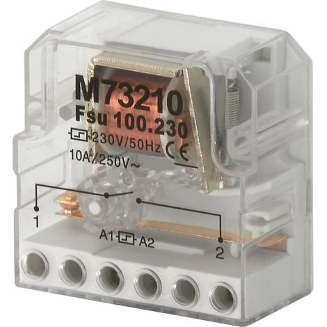 Stromstoßschalter für Dosenseinbau, 1 Schließer, 10 A, 230 V, AC, 1 TE Relais